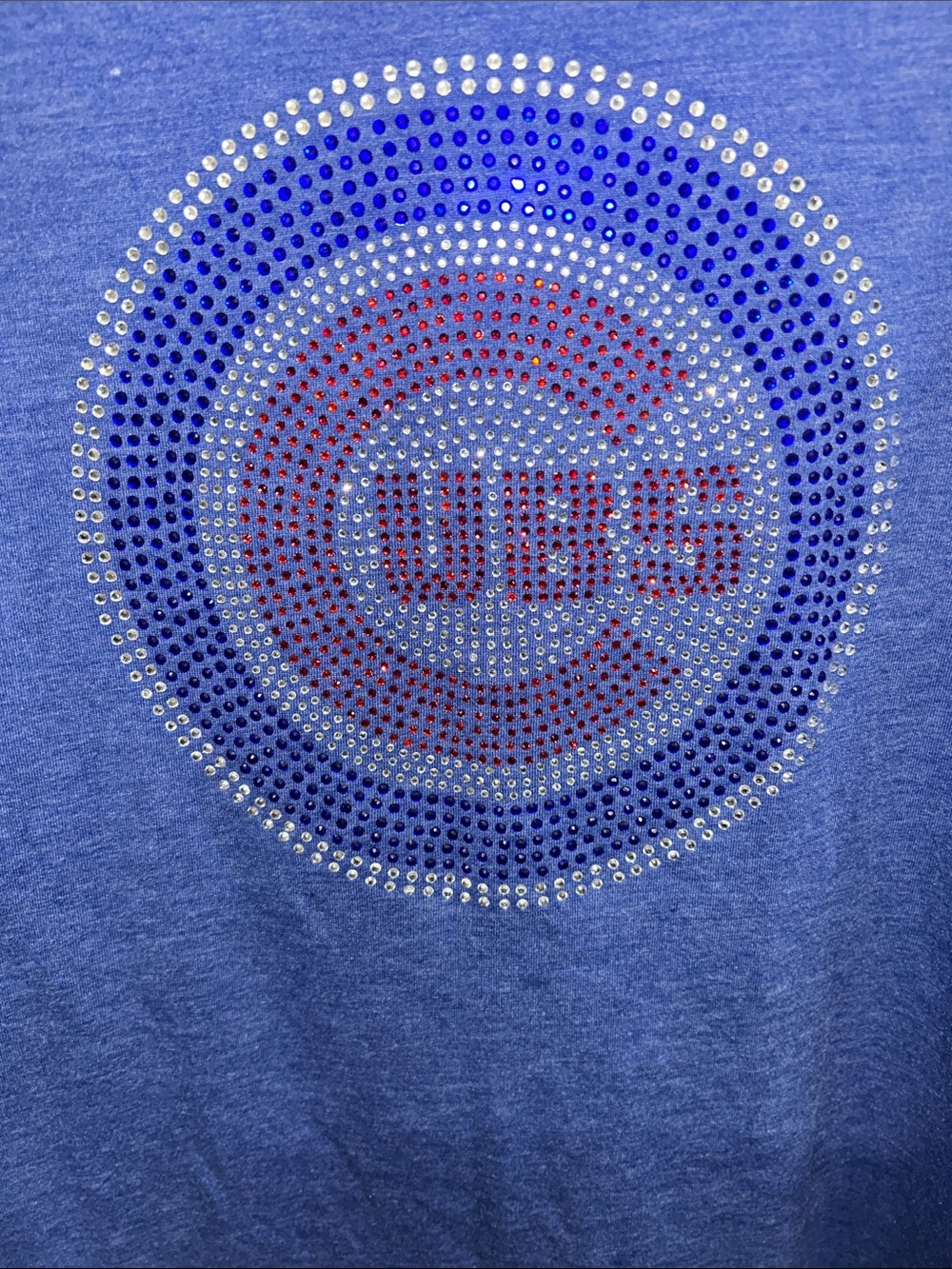 Women’s Chicago Cubs Blue Rhinestone Short Sleeve Tee XXL - Picture 3 of 6